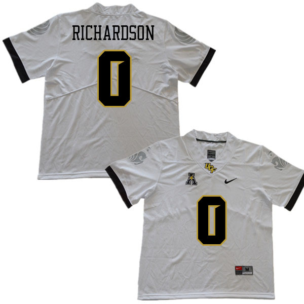 Men #0 Johnny Richardson UCF Knights College Football Jerseys Stitched Sale-White - Click Image to Close
